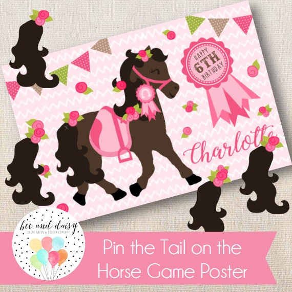 Personalized Pin the Tail on the Horse Game Poster Horse
