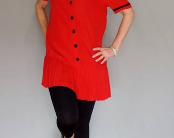80's Does 20's Red Sailor Nautical Dress