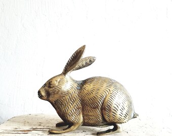 Vintage Brass Bunny Rabbit // Solid Brass