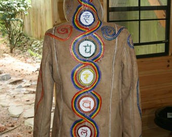 Hand Painted Suede Chakra Jacket