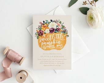Editable Template - Instant Download Sweet Little Pumpkin Baby Shower Invitation
