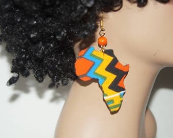Fabric Covered Wood Earrings-Africa