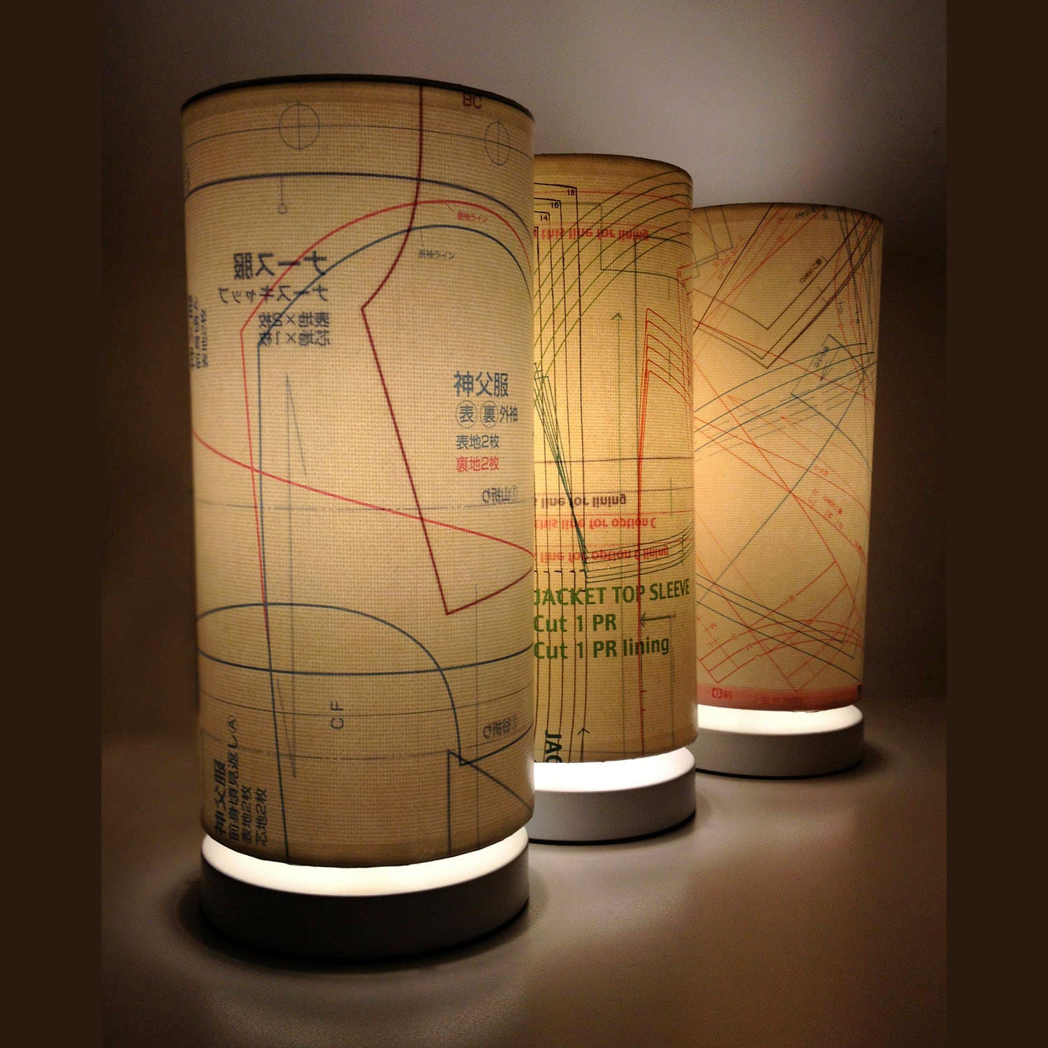 Lamp shades with Vintage Industrial Chic. Recycled.