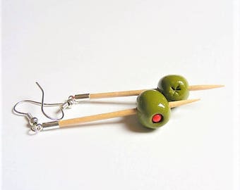 Food Jewelry Martini Olive Earrings, Martini Earrings, Miniature Food, Stuffed Olives, Handmade Jewelry, Mini Food Jewellery, Olive Charm