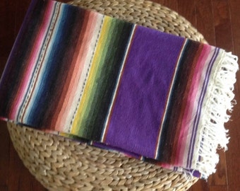 SALE / large Mexican wool blanket / Serape textile / Southwestern