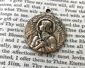 St. Joan of Arc Medal - BRONZE or STERLING - St. Jeanne D'Arc Medialle - Patron of soldiers and France (CD-358)