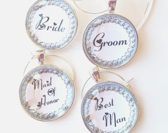 Wedding Party Wine Glass Charms, You Choose Each Wedding Wine Charms, Wedding Party Keepsakes, Champagne Glass Charms, Wedding Day Memento