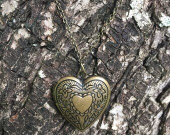 Distressed Brass Heart Locket