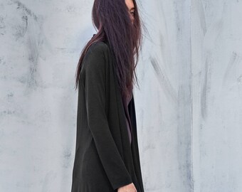 Elongated Black Vest / Arya Black Vest / Futuristic Cardigan / Handmade Modern Vest / Urban Vest / Casual Black Vest by AryaSense/VT17BL