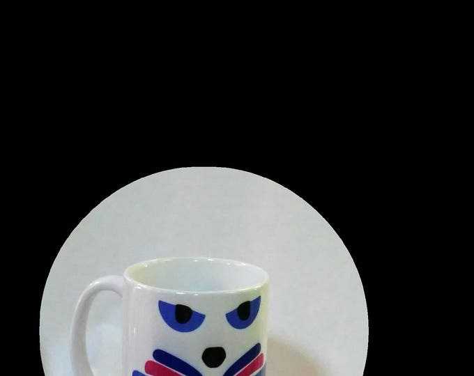 CAT FACE Mug Gift; 10 oz white ceramic mug created by Pam Ponsart with front and back design titled "Catitude"