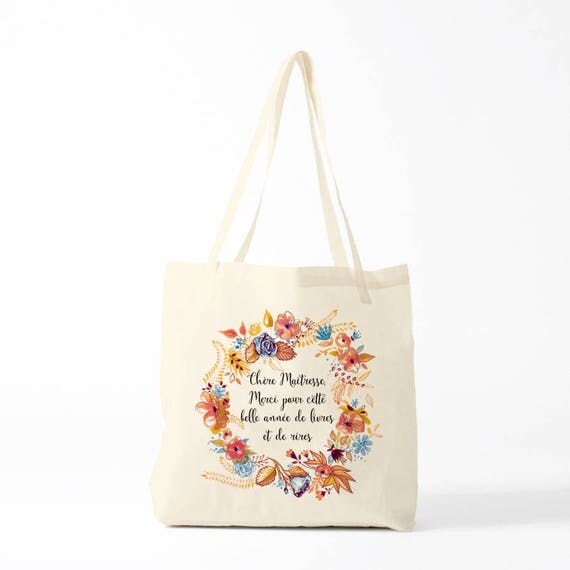 Tote bag, canvas bag, thank you teacher, orange version, gift teacher, groceries bag.