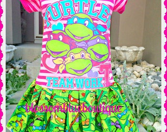 Girls TMNT Teenage Mutant Ninja Turtle dress 2T 3T 4T 5T ready to ship