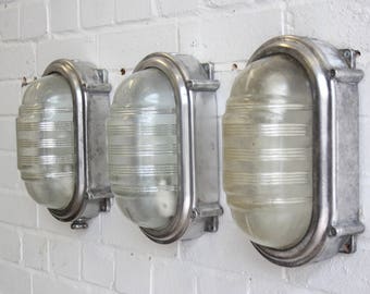 Large Wall Mounted Industrial Bulkhead Lights By Coughtrie Circa 1950s