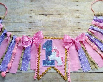 Unicorn High Chair Banner, Unicorn Birthday Banner, Pastel Rainbow High Chair Tutu, Princess Party, High Chair Banner