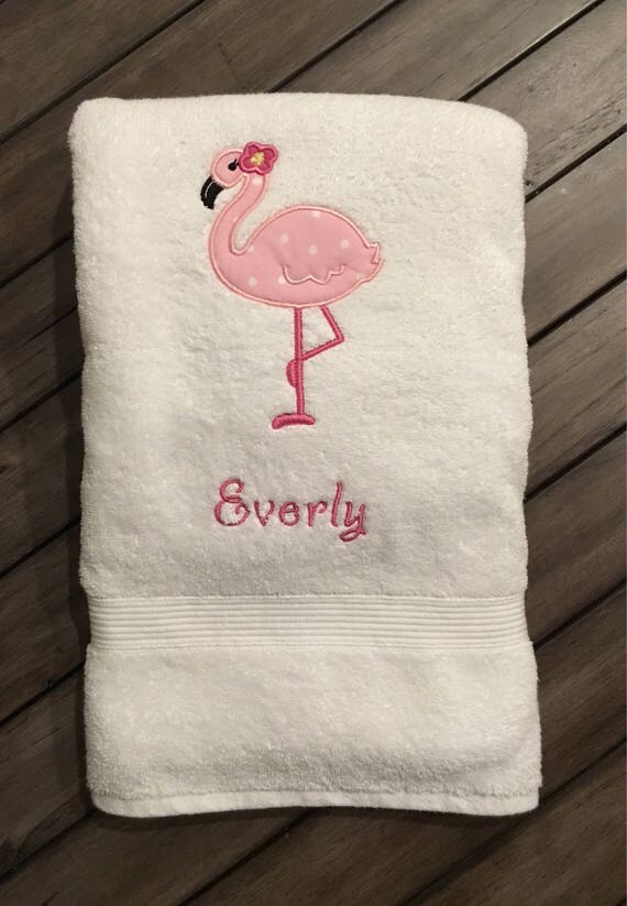 Items similar to Personalized Flamingo Bath Towel on Etsy