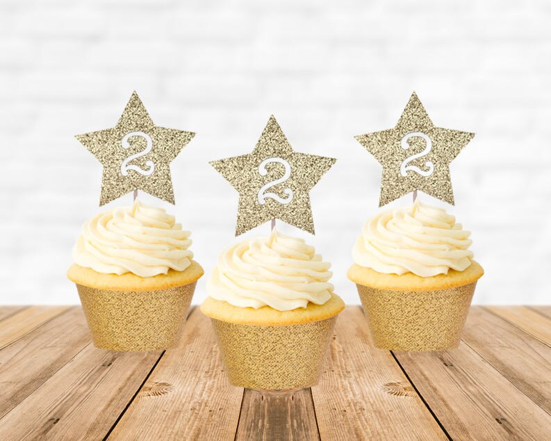2nd Birthday Cupcake Toppers Second Birthday Cupcake Toppers