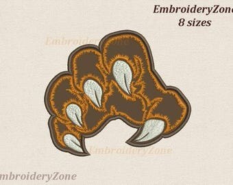 Machine embroidery design tiger paw applique Embroidery pattern applique paw of tiger or bear designs. 8 sizes