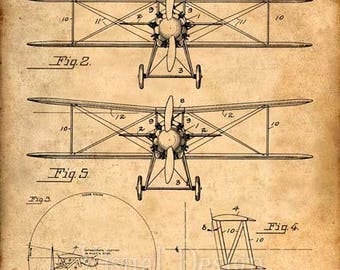 Biwing Airplane Patent Print - Patent Art Print - Patent Poster, Airplane, Plane, Aircraft, Blueprint, Pilot Gift, Patent