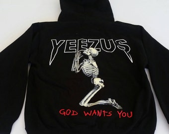 Kanye West Yeezus ''Skeleton'' "God Wants You" Unisex Hoodie Sweater Sizes S-2XL
