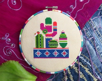 Cactus Cross Stitch Pattern PDF, Modern, Succulents And Cacti, Instant Download, Cute Cacti Plants Chart, DIY Mexican