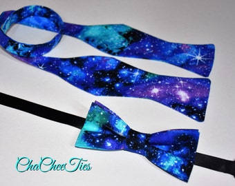 Self Tie or Pre Tied ~ Galaxy Bow Tie ~ Science Bow Tie ~ Dark Blue Bow Tie ~ Stars Bow Tie ~ Space Bow Tie ~ Mens ~ Astronomy Bow Tie