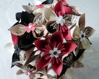 Exemple Bouquet de 15 fleurs origami en papier