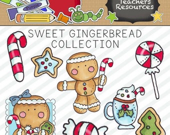Sweet Gingerbread Clipart for Scrapbooking and Paper Crafts, Commercial Use, Christmas Clipart, Digital Design, Instant Download