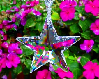 m/w Swarovski Crystal 50mm LARGE EXTREMELY RARE Logo Strass Clear Star on Strand of Rare Beads Suncatcher Car Charm by Lilli Heart Designs