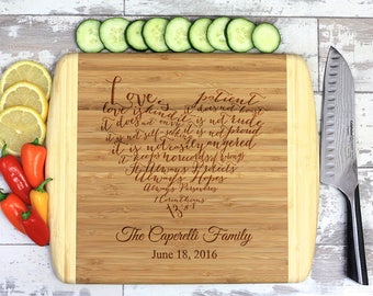 Custom Cutting Board, Personalized Cutting Board, Wooden Cutting Board, Cutting Board, Corinthians, Bible Verse, Wedding Gift, Bridal Shower