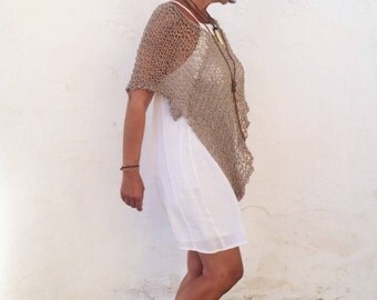 Boho chic poncho , summer knit poncho, beach boho cover, brown knit wrap, women ponchos