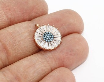 925 Sterling Silver Pendant, Baguette Stones Necklace , Sunburst Charms , Sunburst Necklace , Pave Sunburst