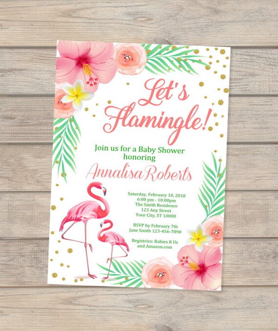 Flamingo Baby Shower Invitation Tropical Let S Flamingle Il 570xn