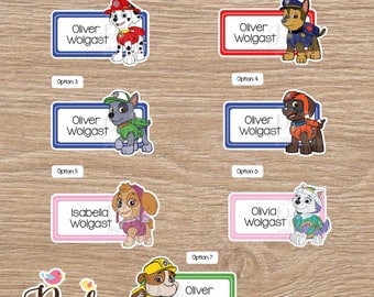 Paw patrol name tags | Etsy