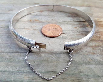 Vintage Sterling Silver Bangle Bracelet with Etched Design