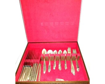Vintage Silverplate Flatware,42 Pc Set,Case,Wm Rogers,Oneida,King Edward,Mismatched Flatware,Formal Flatware,Vintage Flatware,Silverware