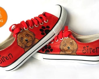 Goldendoodle Shoes, Sneakers, Hand Painted sneakers, dog shoes, Hand Painted, canvas shoes, trainers, hand painted shoes, low tops, dogs