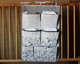 Wall pockets-crib pockets-pocket fabric organizer - baby organizer-nursery organizer-diapers holder-hanging storage - Baby shower -baby gift