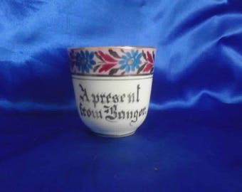Victorian Pink Luster & White Tea Cup "A Present from Bangor" Souvenir Ware