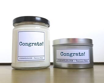 Housewarming Gift | Congratulations, Congratulations Gift | Customized Candle, Graduation | New Baby | Engagement | Wedding, New Job