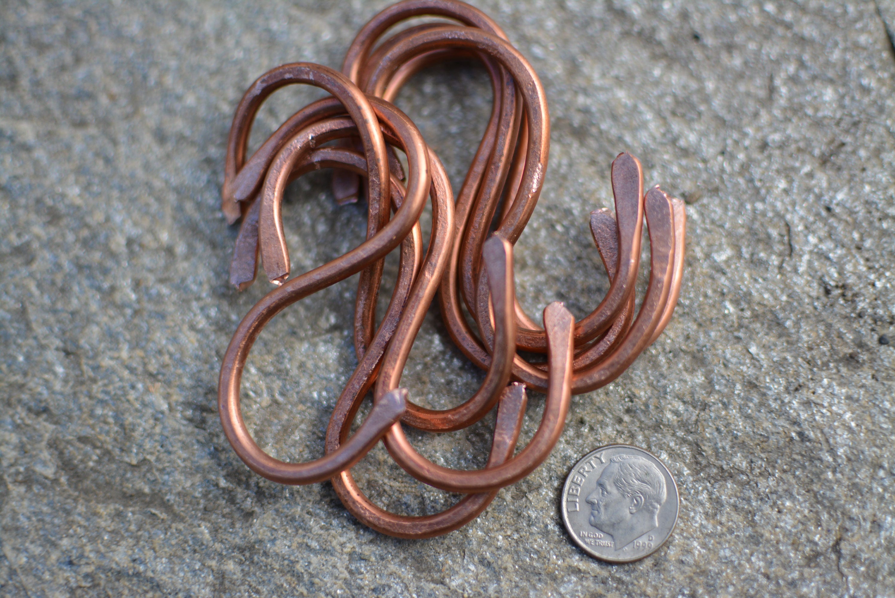 Set of 6 2 Copper S hooks hangers pot rack hooks