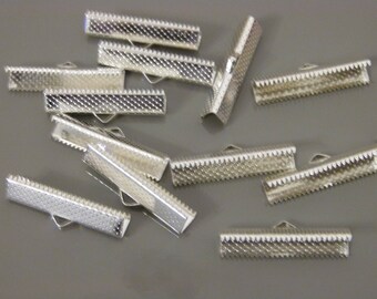 4 silver end caps clasps greenhouse 30x7.5mm ribbons