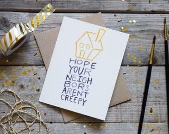 Going Away Card • Moving Card • New House Card • New Neighbors Card • Funny Going Away Card • Hand Painted Watercolor Card