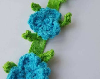 Princess Poppy Headband ~ Trolls ~ Crochet Flowers ~ Costume ~ Dress Up ~ Halloween ~ Toddler ~ Girls ~ Photo Prop ~ Blue ~ Elastic