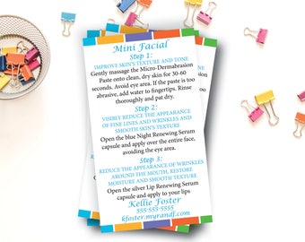 Rodan and Fields Mini Facial Card / Rodan + Fields Cards / Digital File / 3" x 5" OR Business Card Size