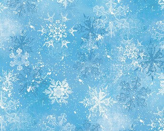 Christmas Fabric / Snowy Friends, Light Blue Snowflake Toss / Wilmington Prints 33817 440 / Fat Quarters & Yardage / Christmas Yardage