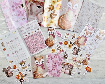 Woodland Wonderland - Travelers' Notebook/ Ringbound Planner Decoration Kit - dashboards, vellum, die cuts, stickers, ephemera, bookmarks