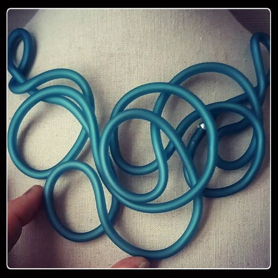 Rubber ' necklacelight bluerubber jewelrycontemporary necklace