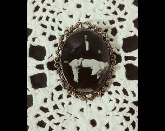 Handmade jewelry, vintage brooch, the trickster circus