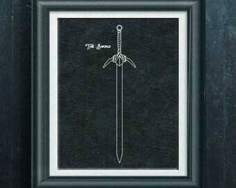 The Sword Print Sword Artwork Sword Poster Medieval Weapon Wall Art SCA Artwork Role Playing Gift for Role Player or LARP Enthusiast PP 7030