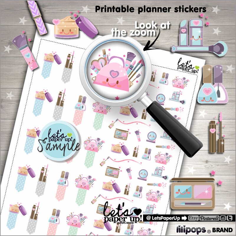 60off makeup stickers printable planner stickers cosmetic